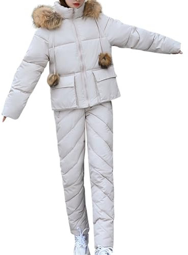 Skianzug Damen 2 teilig - Schneeanzug Damen Skianzüge für Damen Winter Warme Schnee Skifahren Winddicht Wasserdicht Skihose Snowboardjacke Mit Kapuze Verdicken Schneeanzüge für damen