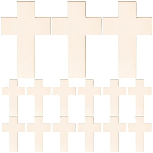 HOLIDYOYO 20 Stück Unvollendete Holzkreuze Kreuzförmige Ausschnitte Leere Holzstücke Für Diy-Bastelprojekte Ostern Sonntag Schule Kirchendekoration