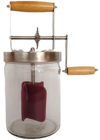 Baratte À Beurre En Verre, Baratte À Beurre À Manivelle Avec Une Grande Capacité 34 Onces Liquides,conserve La Saveur Originale Et Ne Crée Aucun Déchet,15min En Remuant Rapidement Et Uniformément