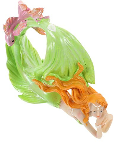 DECHOUS Aquarium Landschaftsbau Ornamente Meerjungfrau Mini-Figur Versteck für Aquarienfische Kinder fischbecken miniteich deko Dekor Wohnkultur Haushalt schmücken grünes Kleid Harz