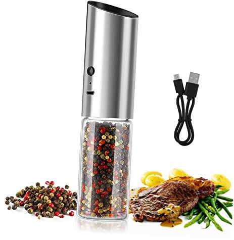 Cabilock Broyeur Moulin à Poivre Automatique Poivre Noir Piment Électrique Poivrière Automatique Salière Et Poivrière Moulins à Grains De Café Sel Usb Portable Payant Abraser Plastique Abs