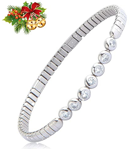 HAQI Magnetarmband für Damen Edelstahl Elastisches Armband Energie Magnetfeldtherapie Arthritis Schmuck Dehnbar
