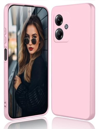 DESSEN Funda para Motorola Moto G14 - Líquida Silicona Carcasa con Forro de Microfibra Antiarañazos Delgada y Suave TPU Cover Anti-Choques Protectora Case, Rosa