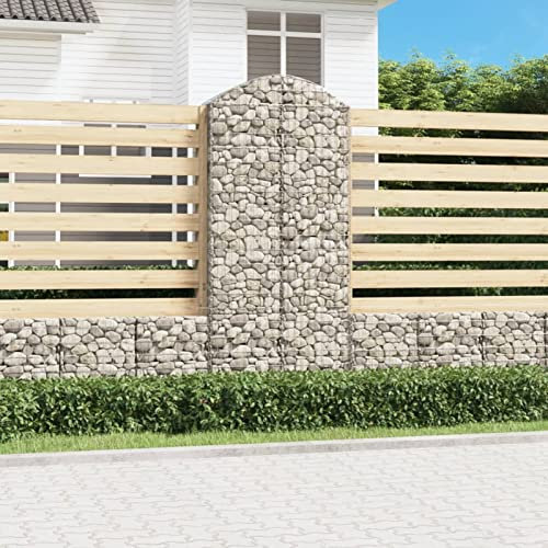 Homgoday Gabione con arco alto, cestino in pietra per gabbioni, gabbia rinforzata per gabbioni in pietra, 100 x 50 x 220/240 cm, ferro zincato