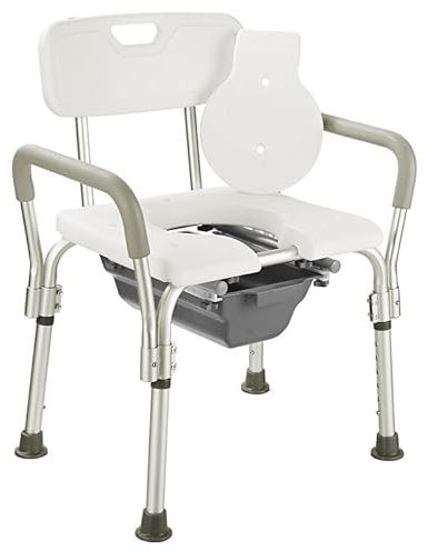YITAOO Duschstuhl-Sitz, Badestuhl, Nachtkommode, Erhöhter Toilettensitz Mit Griffen, Verstellbarer Sicherheitsrahmen, Tragbares Töpfchen Mit Rückenlehne Und Armen
