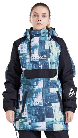 Bluemagic Giacca da Sci Calda da Donna, Giacca Invernale Donna Jacket con Cappuccio, Abbigliamento da Neve Invernale Cappotto Antivento Traspirante Caldo Antineve(Verde,XL)