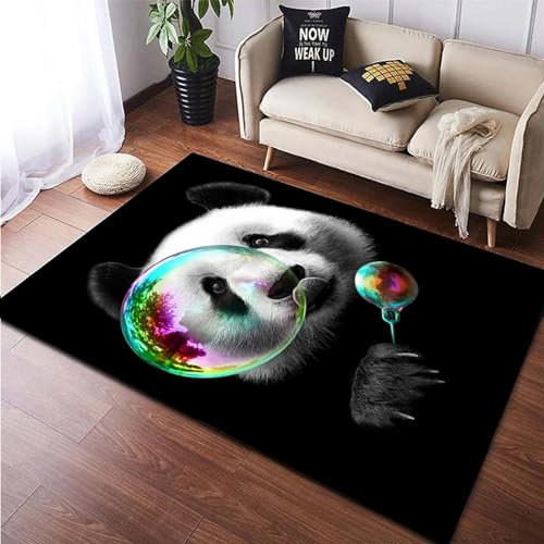 Kinderteppich 3D Wohnzimmerteppich rutschfest Tier-Panda-Cartoon Teppiche Jungen Und Mädchen Spielteppich Kinderzimmer Teppich Waschbar 80 X 120 cm - Leicht Zu Reinigen -7S2Z1D6