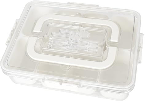 Zimoer Bol à collation avec couvercle, assiette carrée avec compartiments, récipient de stockage des aliments, compartiments individuels, boîte à goûter, organisateur pour bonbons, légumes, biscuits