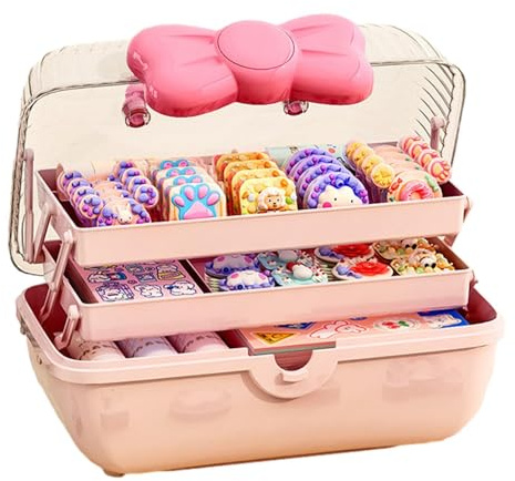 Aufbewahrungsbox für Haarschmuck Mädchen Damen, Haarschmuck Organizer Aufbewahrungskiste Kinder, Schmuckkästchen für Haarschmuck, Haar Accessoires Box für Haargummis Haarbänder Clips, Schmuckbehälter