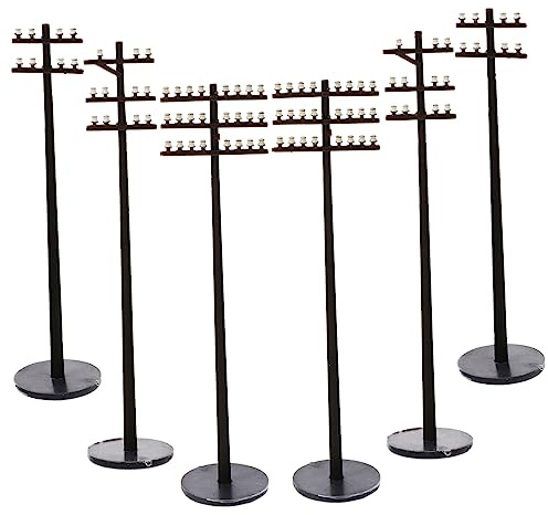 Miniature Telegraph Pole Models 6pcs Abs Black 1: 87 Scenery | DIY Decoration for Bonsai and Office, Fine Workmanship, Not Easy to Fade, Pack of 6