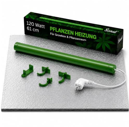 Weedness Grow Heizung 120 Watt 61 cm + Isoliermatte Lang für Growboxen & Pflanzen - Indoor Anbau Grow Heizstrahler Schnellheizer Sparsam