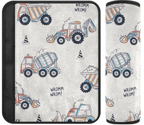 Cute Construction Site - Almohadillas suaves para cinturón de seguridad, acolchadas con algodón, almohadillas de hombro para mochilas, fundas de cinturón de seguridad para mujer
