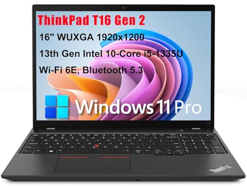 Lenovo ThinkPad T16 Gen 2 Business Laptop Computer, 40.6 cm FHD+, 13th Gen Intel 10-Core i5-1335U (Beat i7-1255U), 40GB DDR4 RAM, 2TB PCIe SSD, WiFi 6E, BT 5.3, Windows 11 Pro, Tichang