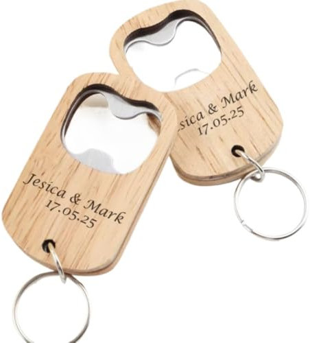 Llavero abrebotellas personalizado, abridor de botellas de madera personalizado, abrelatas de cerveza, abridor de tarros, accesorios de llavero, abrelatas de refrescos, para fiesta de boda (20 piezas)