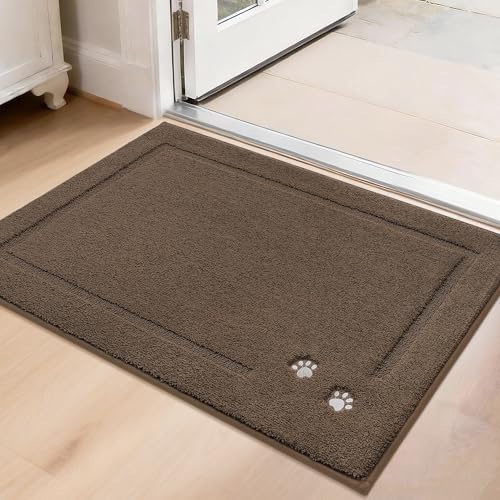 BEQHAUSE Door Mat for Muddy Paws, TPR Non-Slip Backing, 50 * 80cm, Brown | Washable Door Mat, Dirt Trapping, Polyester, Low-Profile for High-Traffic Areas, Hallways, Entryways, Balcony and Garage