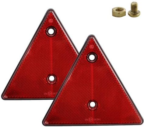 2 Pezzi Ciondolo riflettore Triangolare, riflettore per rimorchio, riflettore Standard rimorchio Posteriore, Triangolo catadiottro Destro Sinistro, fanale Posteriore Triangolo Distanza tra i Fori