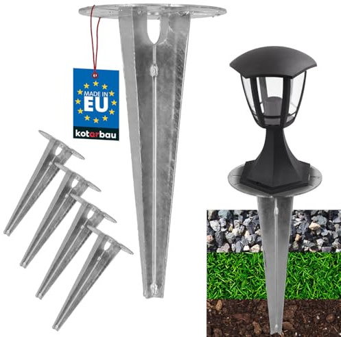 KOTARBAU® Jordspiksslaghylsa för trädgårdsbelysning ⌀ 115 mm förzinkat stål jordningsspik markankar jordankar, silver, ⌀ 150 mm