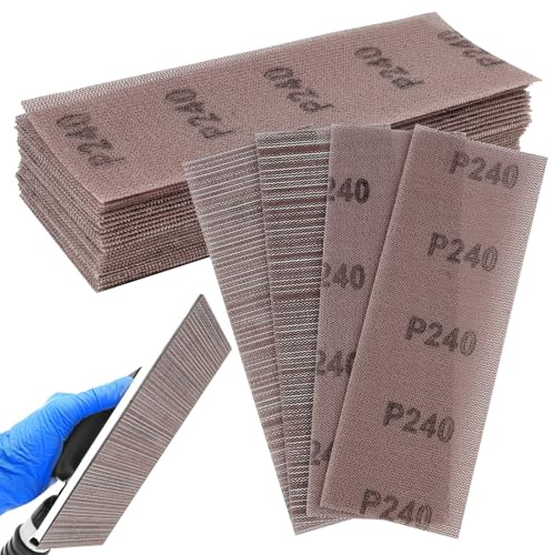 25 Piezas 70 x 198mm Tiras de Lija, Cinta de Papel de Lija en Malla, Lijado Sin Polvo, Tiras de Lijado de Malla, para Paredes, Madera, Metal, Pinturas, Incluye Granos 80, 120, 180, 240, 400 (240)