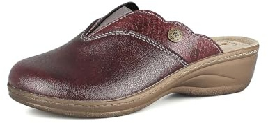 inblu Femme Pantofole Donna Ecopelle Con Inserto Pitonato E Plantare in Vera Pelle Imbottito Chausson, Bordeaux, 36 EU