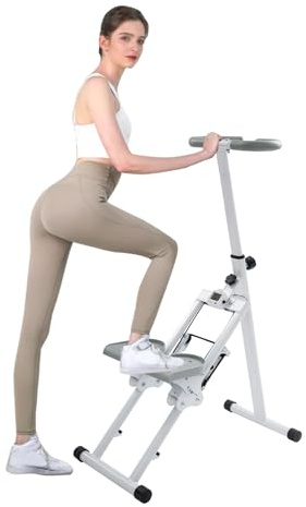 Treppensteiger Fitnessgerät, Klettermaschine mit Display, Verstellbare Lenker und Pedale, Zusammenklappbar Stair Stepper für Home Büro Fitnessgerät Gym Übung