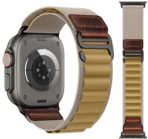 Cigamoka Alpine Loop en Cuir Compatible avec Bracelet Apple Watch Ultra 3 2 Ultra, Series SE 3 2 SE 11 10 9 8 7 6 5 4, Nylon Sport Bracelets pour iWatch 49mm 46mm 45mm 44mm Femmes Hommes