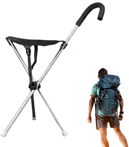 ZHUMCCY Bastón con Asiento - Bastón Ajustable Ligero Antideslizante, Plegable para Caminar con Asiento - para Viajar Senderismo Sentarse Exterior Urbano Sendero Parque