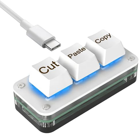 Mini 3 Tasten Tastatur Programmierbare Tastatur zum Ausschneiden Kopieren und Einfügen Mechanische Hot-Swap Macro Pad mit RGB-Beleuchtung für Windows/Mac, Mini Shortcut Keypad für Arbeit, Gaming