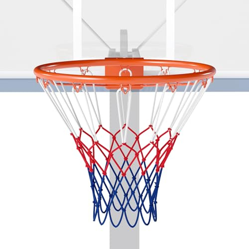 LIFEZEAL Canasta de Baloncesto con Anillo Amortiguador de 45 cm, Montaje en Pared con Soporte y Red, Aro Sólido y Hueco para Interiores y Exteriores, Resistente y Fácil de Instalar