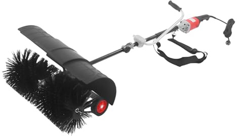 Scopa elettrica 2 in 1 con soffiatore per foglie, soffiatore per foglie, spazzaneve e spazzaneve con spazzole da 55 cm e tracolla, spazzaneve per vialetti, cortili e rimozione della neve