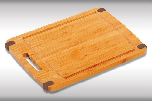 Lot de 3 planches à découper Kesper avec butée antidérapante, planche à pain en bambou certifié FSC 380 x 280 x 16 mm