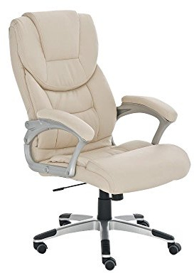 CLP Chefsessel Texas, Bürostuhl höhenverstellbar 48-56 cm, Wippfunktion, hochwertige Polsterung, Farbe:Creme