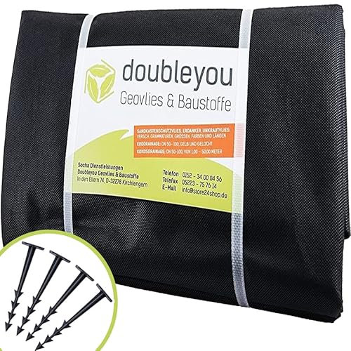 Doubleyou Geovlies & Baustoffe Frühbeet Sandkasten u. Wintervlies 2,00 x 2,00 schwarz - Schutzvlies + 4 Erdanker gratis