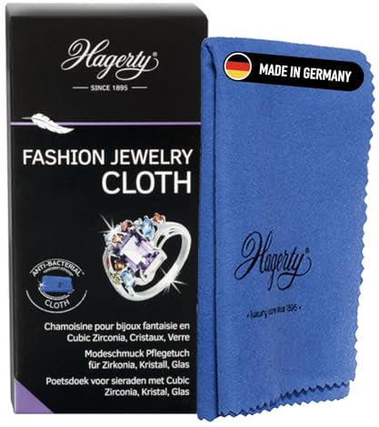 Hagerty Fashion Jewelry Cloth Schmuckputztuch 36 x 30 cm I Imprägniertes Schmucktuch aus 100% Baumwolle I Effizientes Schmuck Poliertuch für Modeschmuck mit Zirkonia Kristallsteine Glassteine | 36 x 30 cm