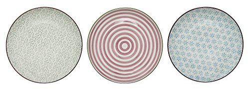 Bloomingville Patrizia Lot de 3 assiettes en céramique Bleu/vert/rose 20 cm