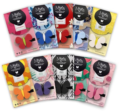 Dieci Profumatori Auto con Mix di Profumo Marta la Farfalla Kit Regalo