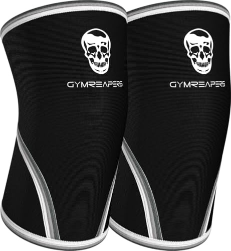 Gymreapers Ellenbogenbandagen (1 Paar) – Unterstützung, Kompression für Powerlifting, Gewichtheben, Bank, Sehnenentzündung – 5 mm Neoprenhülle (Schwarz/Weiß, X-Large)