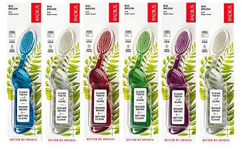 RADIUS - Original Toothbrush, Right Handed, Designed to Improve Gum Health and Reduce the Risk of Gum Disease, Made with Sustainable Materials, 1 Count (Pack of 1) (Colors may vary)