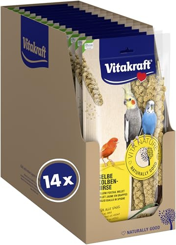 Vitakraft Vita Nature miglio giallo in spighe, miglio per tutti gli uccelli, per un'occupazione specie specifica, snack per uccelli, senza zuccheri aggiunti (14x 100g)