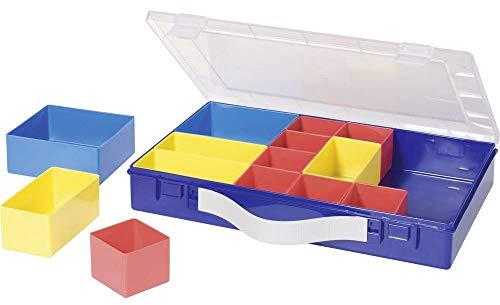 hünersdorff Cassetta a scomparti PP PREMIUM, 14 vaschette estraibili Con manico per il trasporto, colore blu, 225x335x55 mm