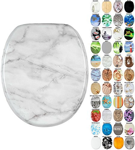 Sanilo Soft Close Toilet Seat, Wide Choice of New Toilet Seats, Stable Hinges, Easy to Mount (Marble)