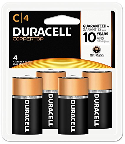 Coppertop Duracell C Batteries, 4 Count Pack, C Battery with Long-Lasting Power, All-Purpose Alkaline C Battery for Household and Office Devices