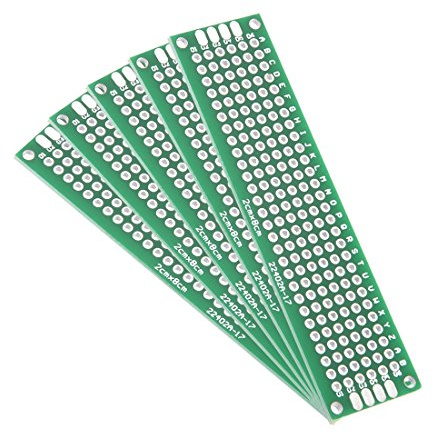 Sourcingmap 5pcs 2x8cm Double Sided PCB Board Universal Printed Circuit Proto Board for DIY Soldering Electronic Projects Practice Test Circuit