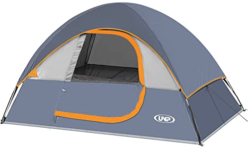 UNP Campingzelt 2-3 Personen, Wasserdicht, Winddicht, Mit Regenschutz, Einfach Aufzubauen, Tragbares Kuppelzelt FüR Camping (Grau, 2 Personen – 210 × 150 × 110 cm)