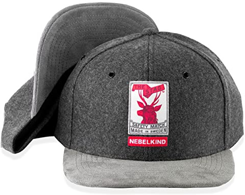 Nebelkind Snapback Cap Herren Damen The Stag Grau OneSize Größenverstellbar Unisex Basecap Streetwear Style Baseball-Kappe mit geradem Schirm