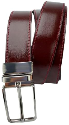 MÁRQUEZ CINTURONES - Cintura reversibile da uomo in pelle 30 mm, bordeaux, 0