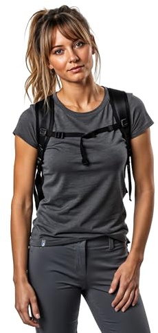 ALPIN LOACKER Merino Shirt Damen Kurzarm und Poloshirt I atmungsaktives Funktionsshirt schnelltrocknend für Sport und Wandern I Merinowolle Tshirt und Thermooberteil, Grau S