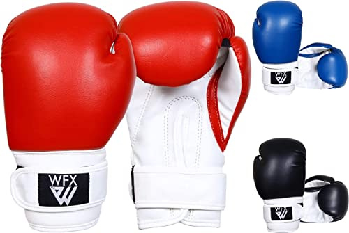 Boxningshandskar för barn för kampsport sparring juniorvantar kraftigt läder MMA träning boxningssäck handskar slående muay thai spark boxning pojkar och flickor (röd, 113 ml)