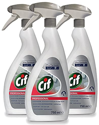 3 Pack of Cif Pro Formula Professional 2 in 1 Washroom Cleaner with long lasting fresh fragrance, 750ml