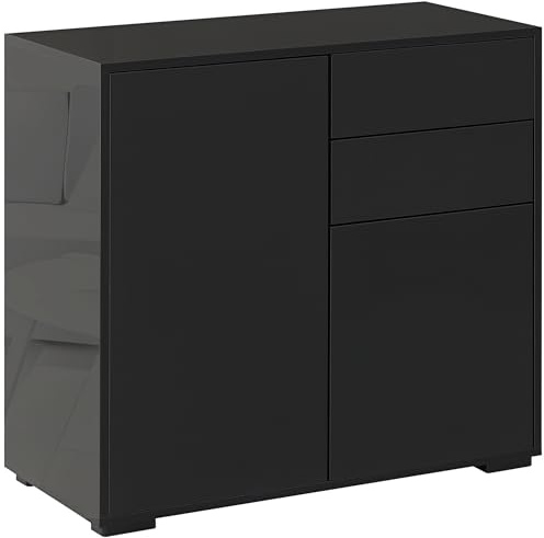 HOMCOM Kommode Sideboard mit Schublade für Küche 79 x 36 x 74 cm Schwarz
