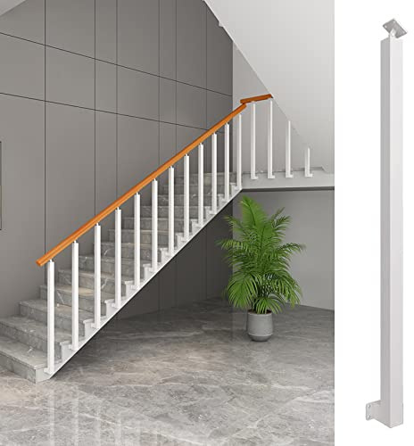 Geländer Außen/ Innen Treppengeländer Weiße Treppengeländer-Säulen-Spindel-Seitenmontage, Deck-Veranda-Geländersystem, verstellbar, DIY-Treppenhandlauf, Geländer, Säule, Baluster mit Schrauben-Set, 1/